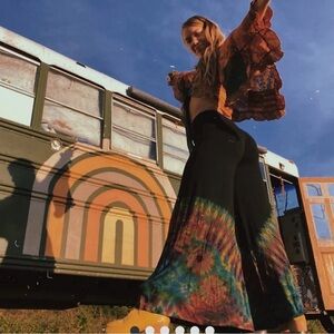 Bohemian Wide Leg Tie Dye Palazzo Pants M/L